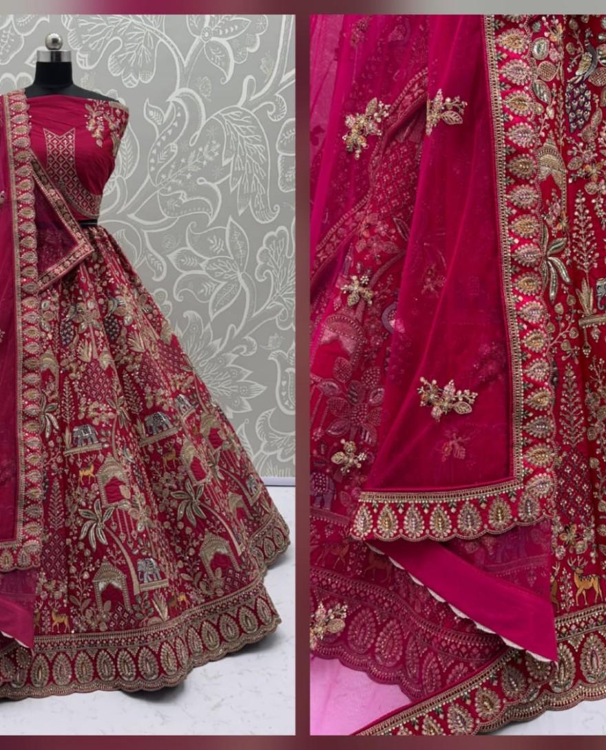 PINK - Tremendous Pink Embroidery Pattern  New Season Bridal Lehenga Choli 